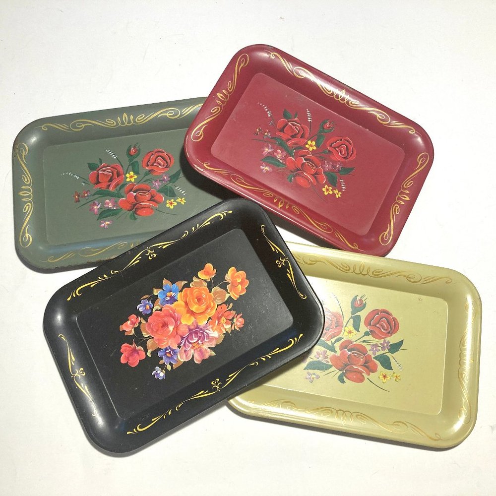 4 small Vintage U.S. Tin Trays
